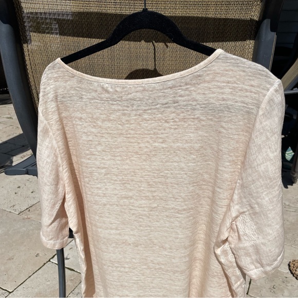NWT CHICO’s Embroidered Linen Tee XL - Picture 5 of 8